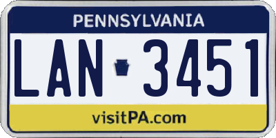 PA license plate LAN3451