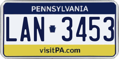 PA license plate LAN3453