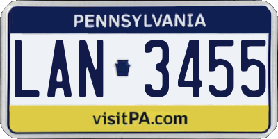 PA license plate LAN3455