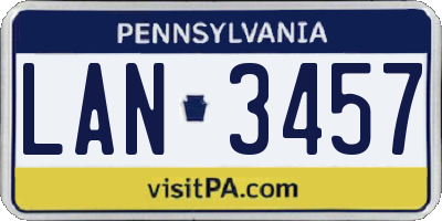 PA license plate LAN3457