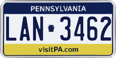 PA license plate LAN3462