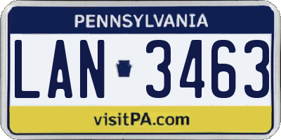 PA license plate LAN3463