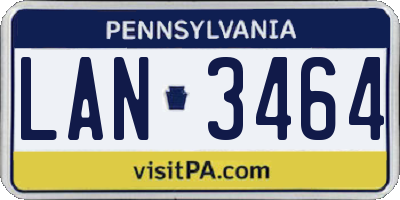 PA license plate LAN3464