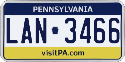 PA license plate LAN3466