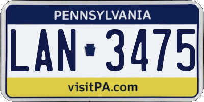 PA license plate LAN3475