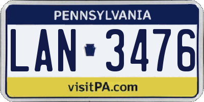 PA license plate LAN3476
