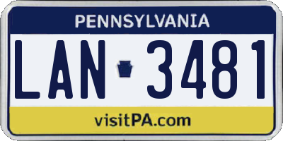 PA license plate LAN3481