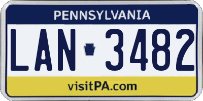 PA license plate LAN3482