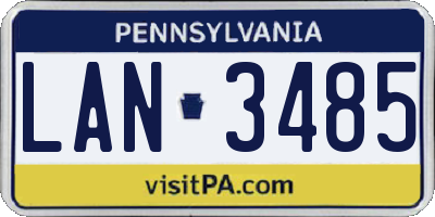 PA license plate LAN3485