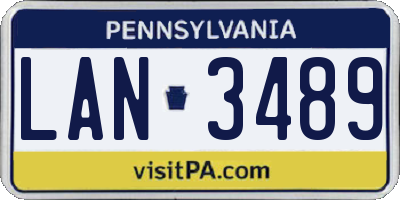 PA license plate LAN3489