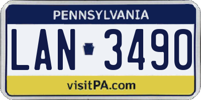 PA license plate LAN3490