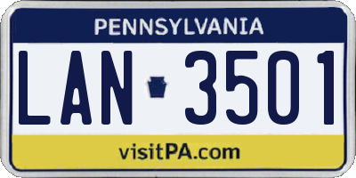 PA license plate LAN3501