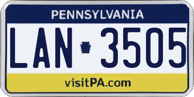 PA license plate LAN3505