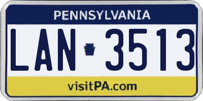 PA license plate LAN3513