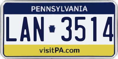 PA license plate LAN3514