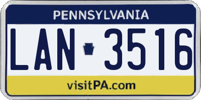 PA license plate LAN3516