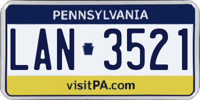 PA license plate LAN3521