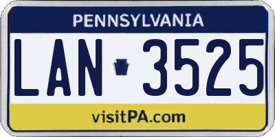 PA license plate LAN3525