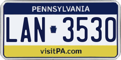 PA license plate LAN3530