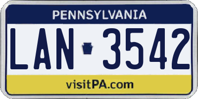 PA license plate LAN3542