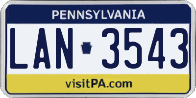 PA license plate LAN3543