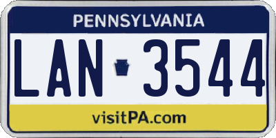 PA license plate LAN3544