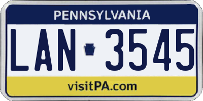 PA license plate LAN3545