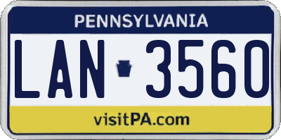 PA license plate LAN3560