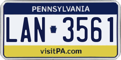 PA license plate LAN3561