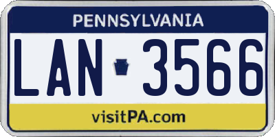 PA license plate LAN3566