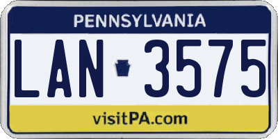 PA license plate LAN3575