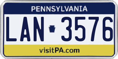 PA license plate LAN3576