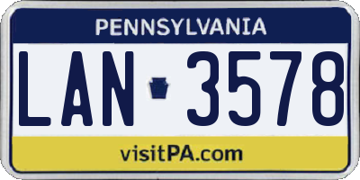 PA license plate LAN3578