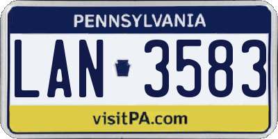 PA license plate LAN3583