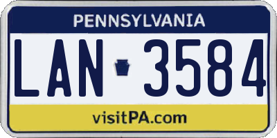 PA license plate LAN3584