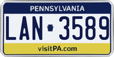 PA license plate LAN3589