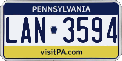 PA license plate LAN3594