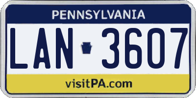 PA license plate LAN3607