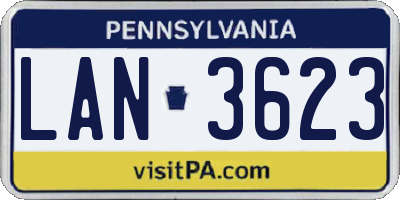 PA license plate LAN3623