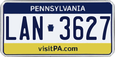 PA license plate LAN3627