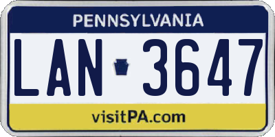 PA license plate LAN3647