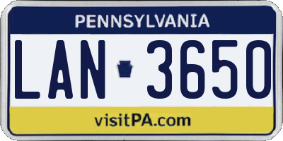 PA license plate LAN3650