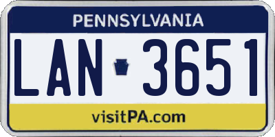 PA license plate LAN3651