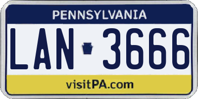 PA license plate LAN3666