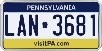 PA license plate LAN3681