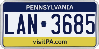 PA license plate LAN3685