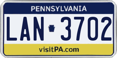 PA license plate LAN3702