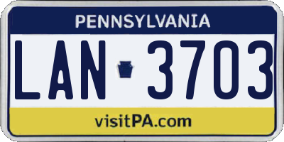 PA license plate LAN3703