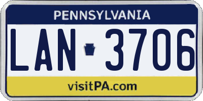 PA license plate LAN3706