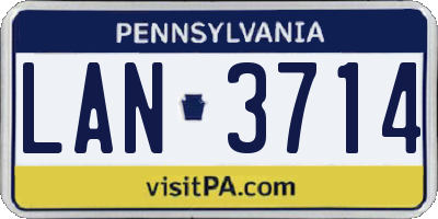 PA license plate LAN3714